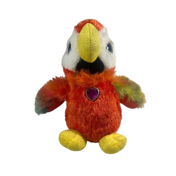 Wild Republic Parrot Bird Plush Gem Heart On Chest Colorful Toy 8 1/4” Tall - Picture 11 of 14